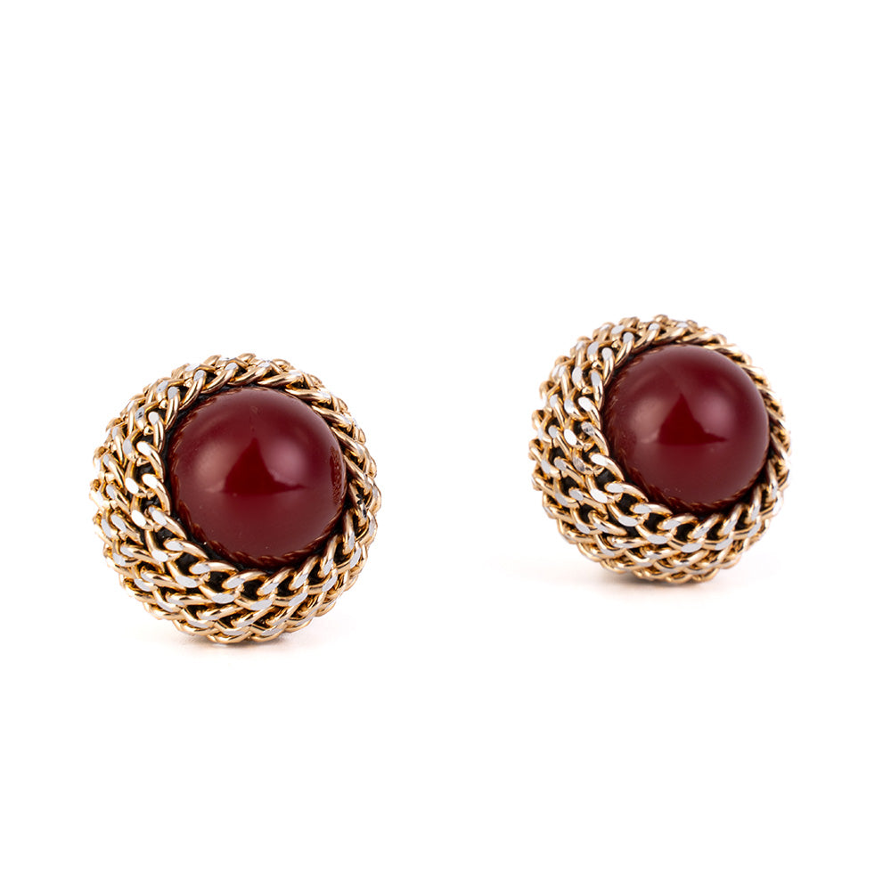 ORECCHINI A LOBO CON SFERA E CATENE