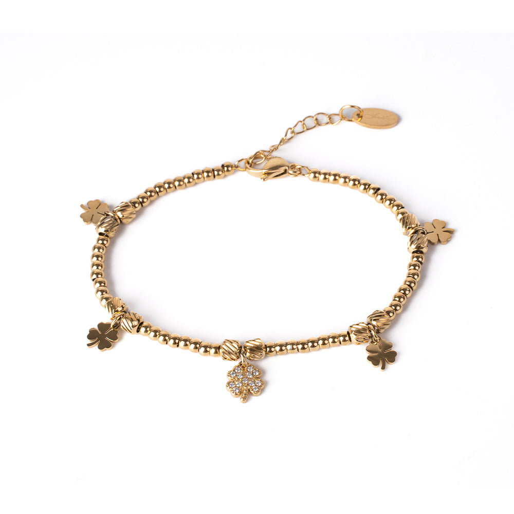 SOFT BRACELET WITH FOUR LEAF CLOVERS
