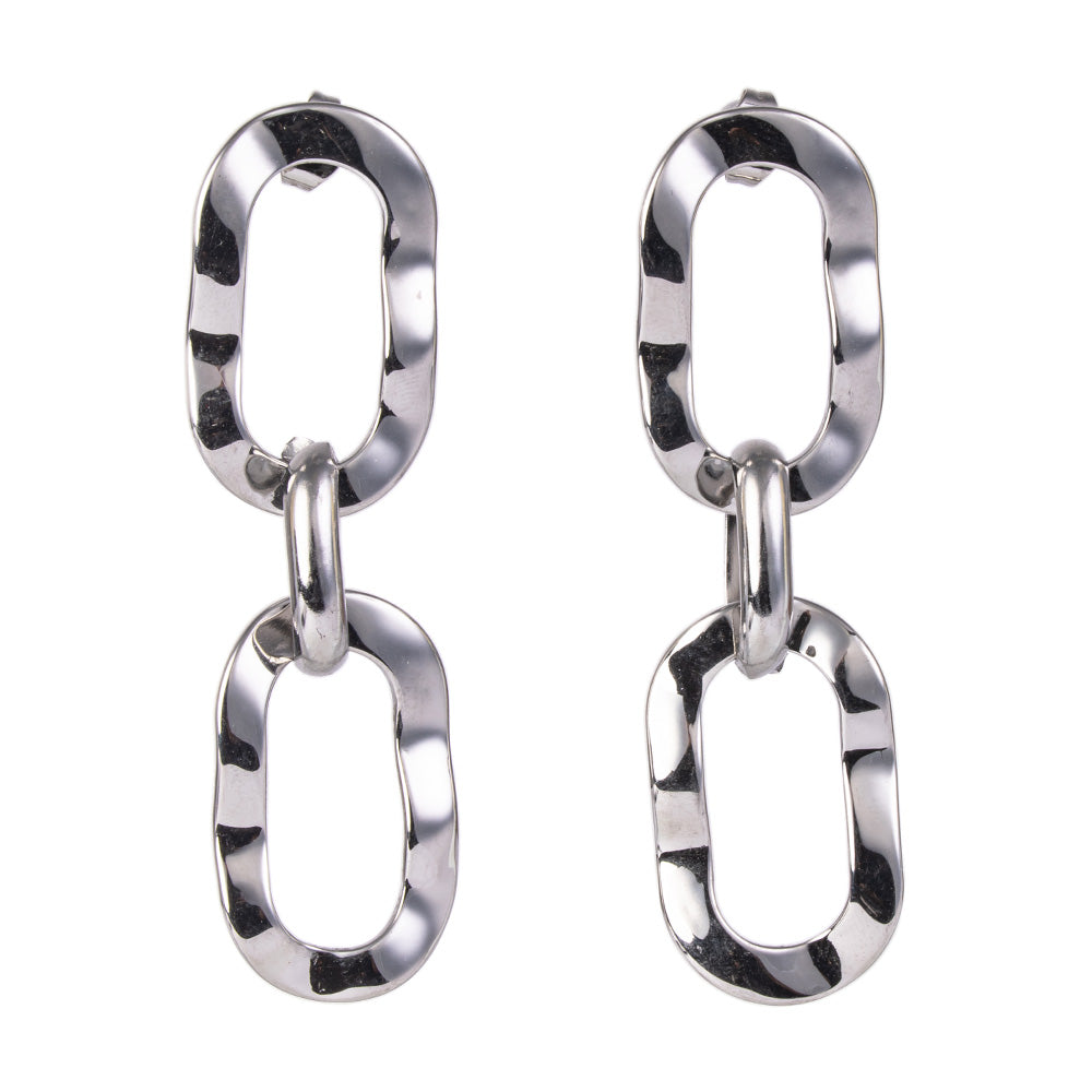 ORECCHINI PENDENTI CON TRIPA CATENA EFFETTO MARTELLATO