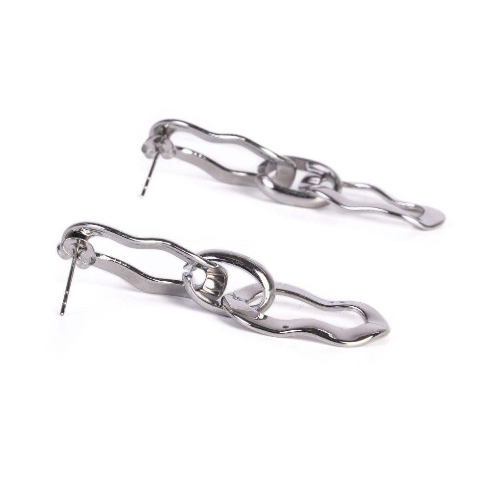 ORECCHINI PENDENTI CON TRIPA CATENA EFFETTO MARTELLATO