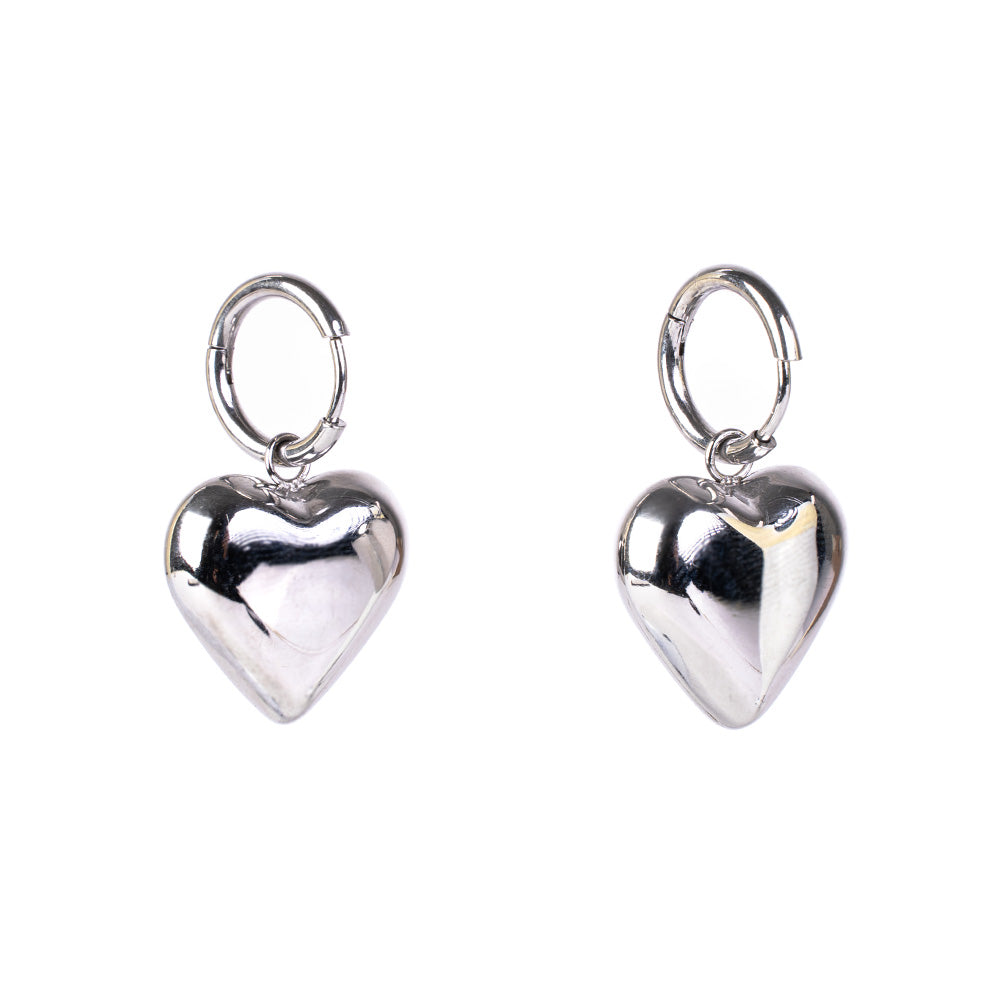 HEART PENDANT HOOP DANGLING EARRINGS