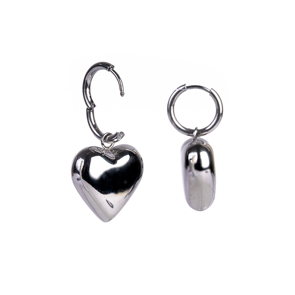 HEART PENDANT HOOP DANGLING EARRINGS