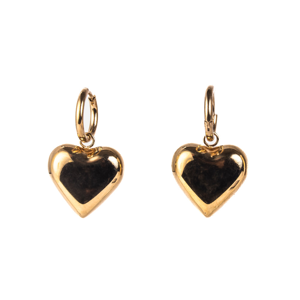 HEART PENDANT HOOP DANGLING EARRINGS