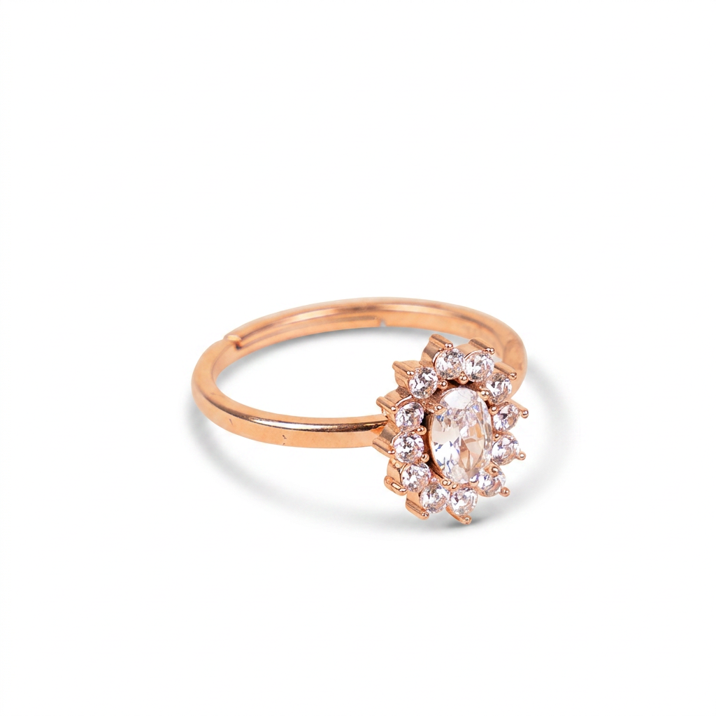 ANELLO REGOLABILE CON PUNTO LUCE CONTORNATO DI STRASS
