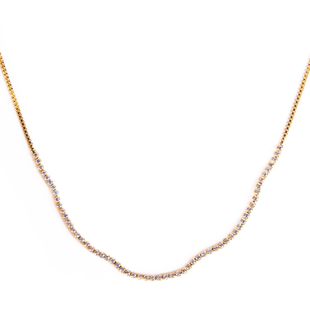 THIN CHOKER NECKLACE WITH CENTRAL RHINESTONES