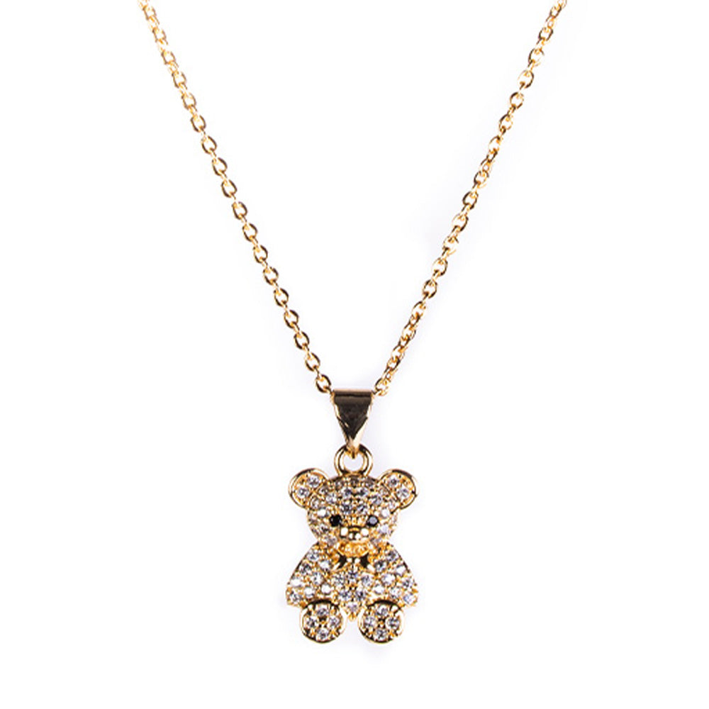 TEDDY BEAR PENDANT CHOKER NECKLACE