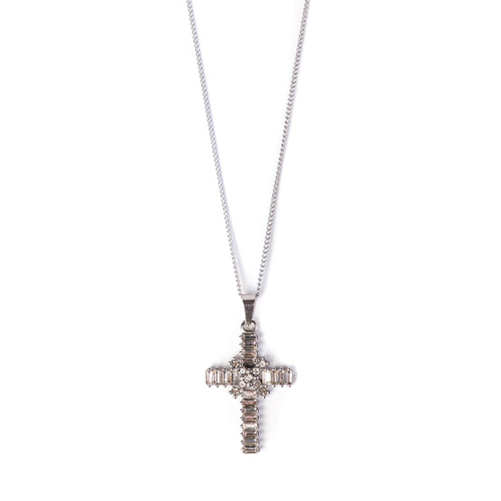 CHOKER NECKLACE WITH CROSS PENDANT AND RHINESTONE