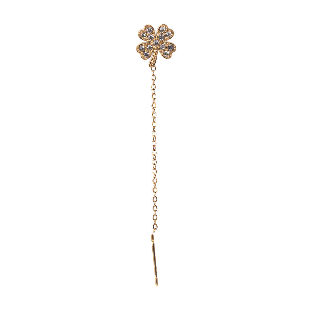 LOVELY MODEL DANGLING EARRINGS WITH FOUR-LEAF CLOVER DANGLING