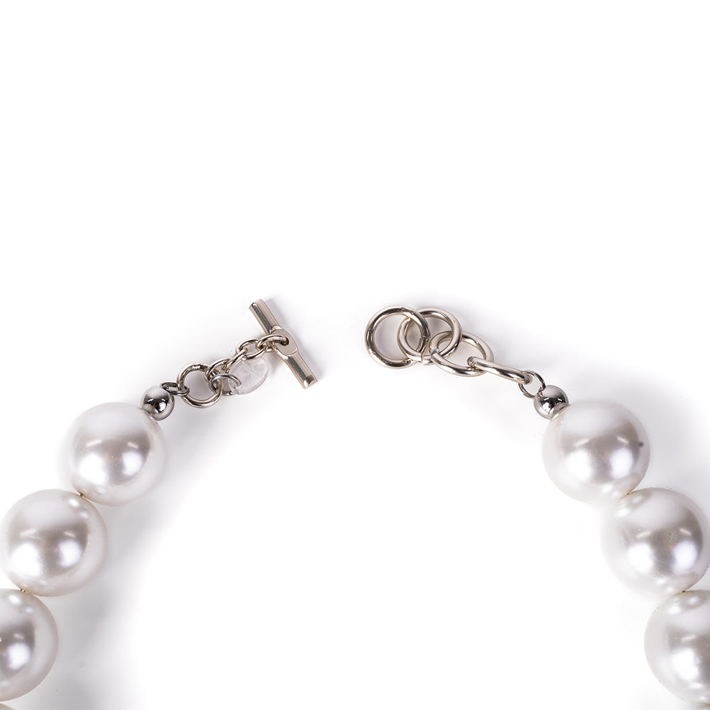 COLLANA GIROCOLLO CON PERLE E PIETRA PENDENTE ROTONDA