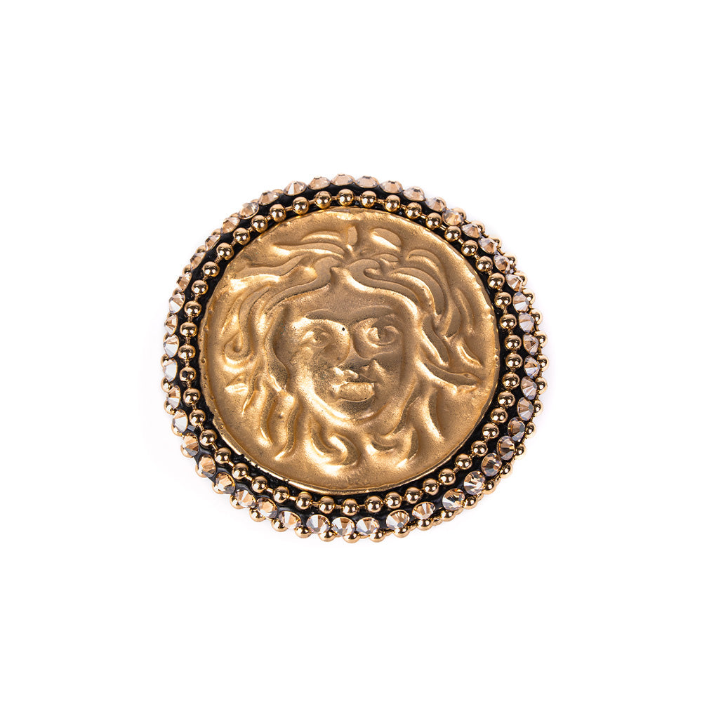 ANELLO REGOLABILE CON MONETA GRANDE CON STRASS E CATENE