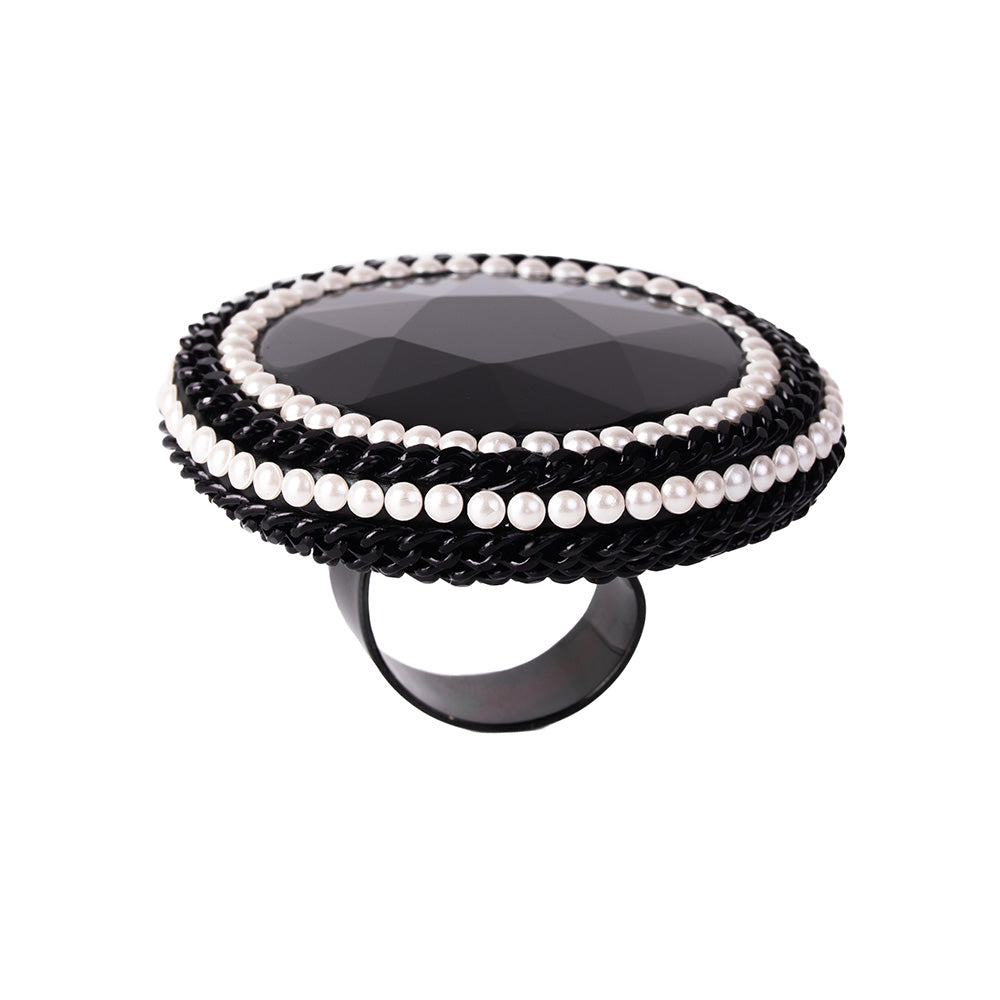 ANELLO REGOLABILE CON PIETRA GRANDE CON CATENE