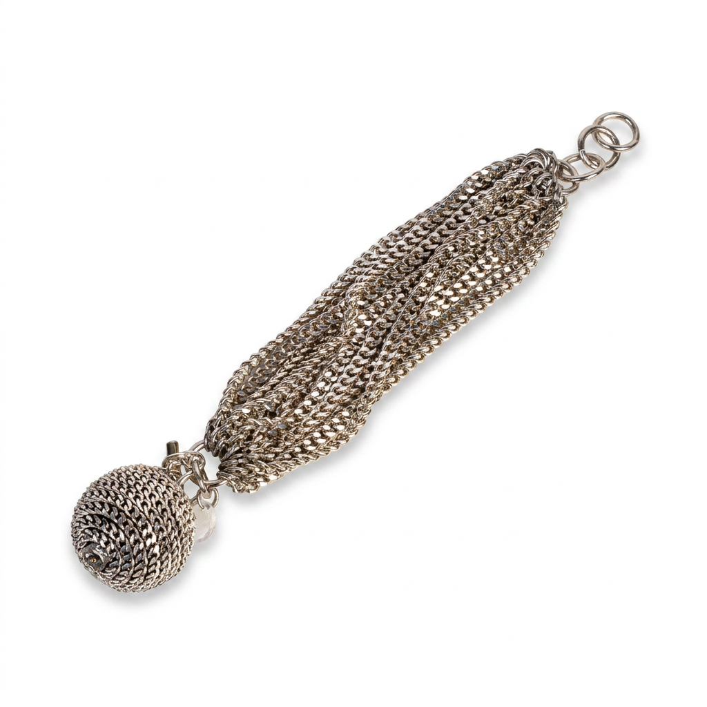 BRACCIALE MORBIDO MULTIFILO CON SFERA RIVESTITA DI CATENE PENDENTE