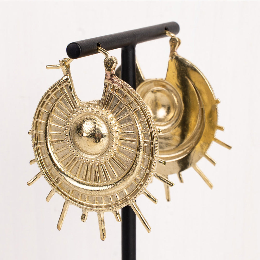 CARVED HOOP EARRINGS WITH RAYS