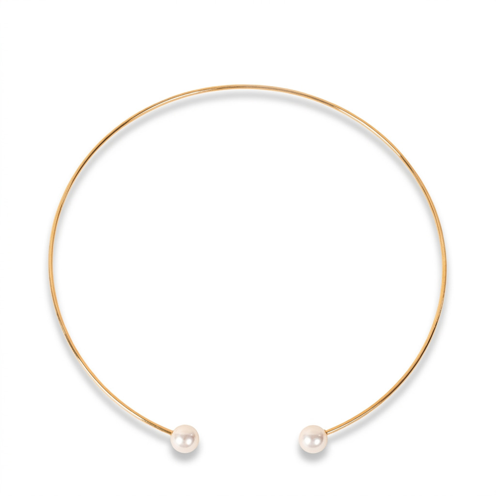 RIGID NECKLACE WITH PEARLS AT THE ENDS