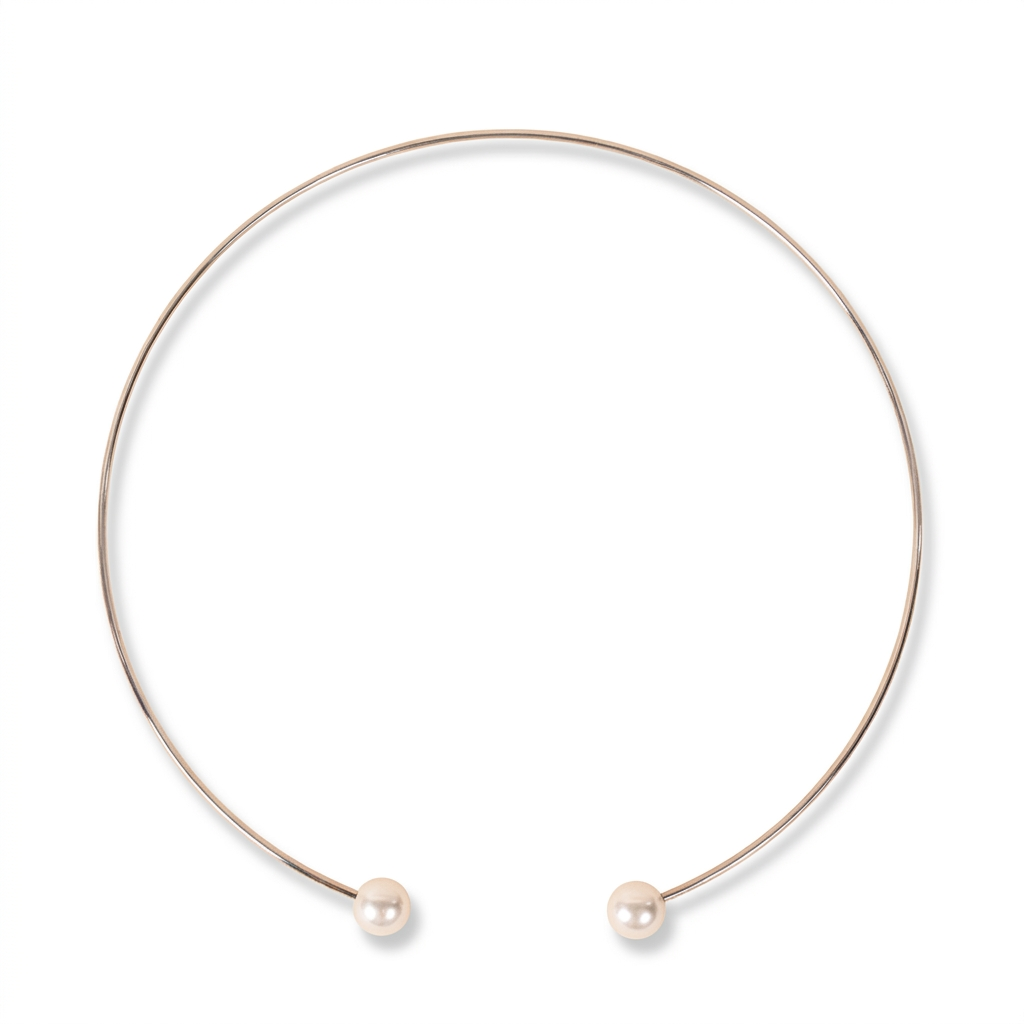 RIGID NECKLACE WITH PEARLS AT THE ENDS