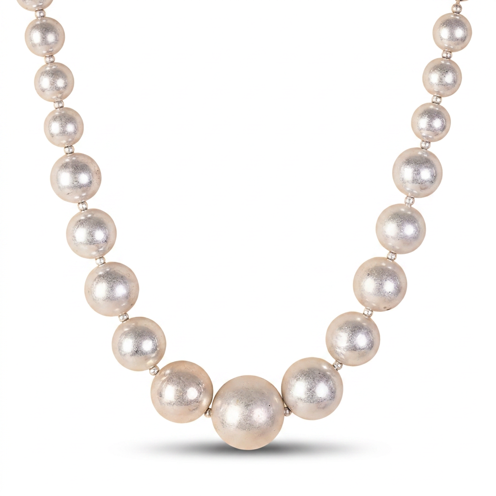 COLLANA GIROCOLLO CON SFERE METALLIZZATE CRESCENTI