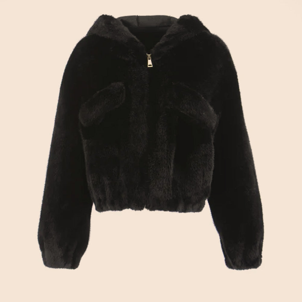 GIACCA CORTA CON CAPPUCCIO E SCRITTA "AMORE" SUL RETRO