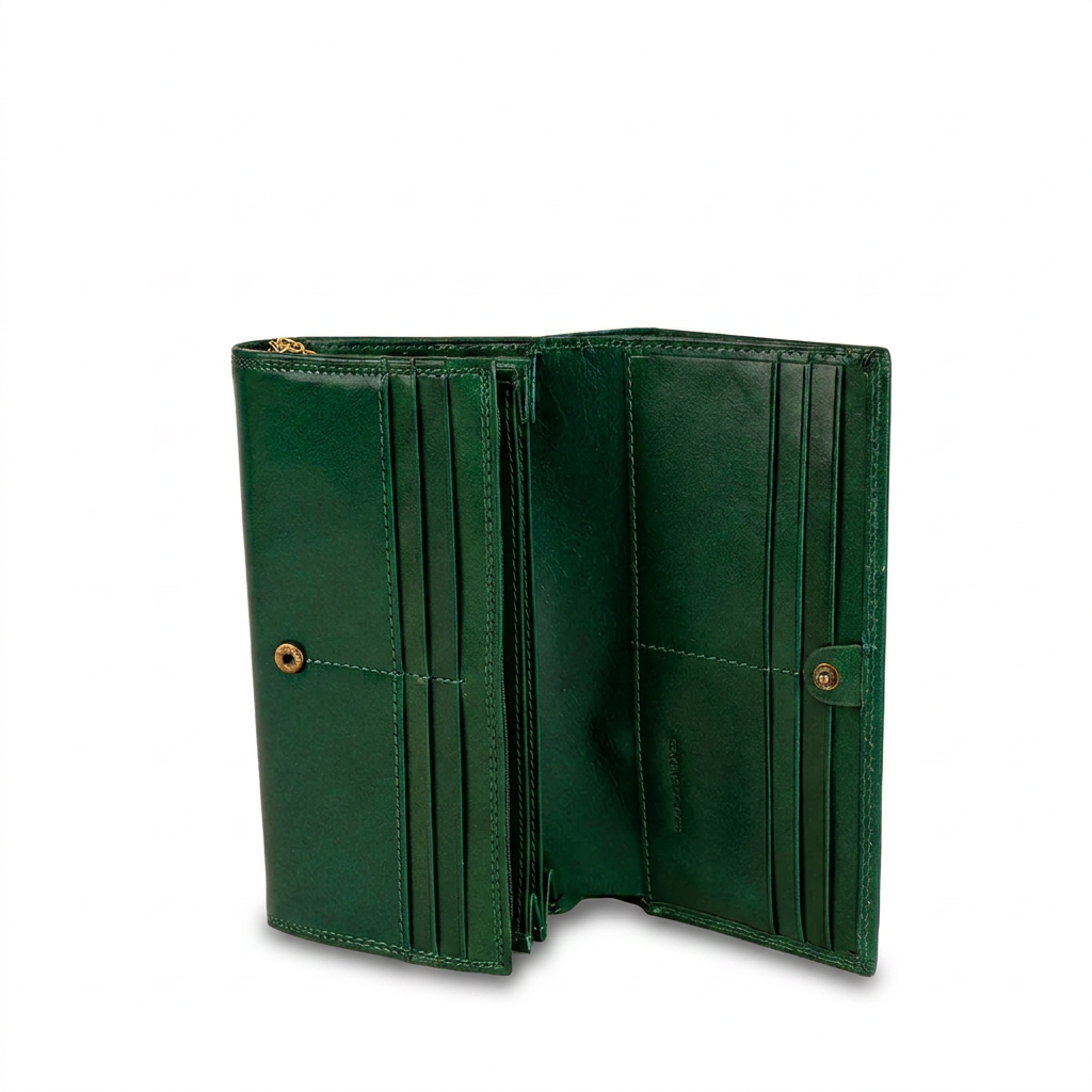 PORTAFOGLIO A LIBRO CON CIONDOLO DORATO