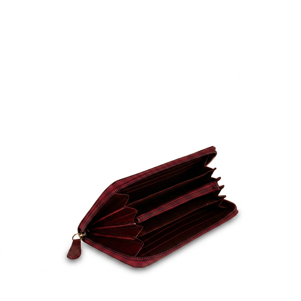PORTAFOGLIO GRANDE CON ZIP E PELLE SEMI LUICIDA