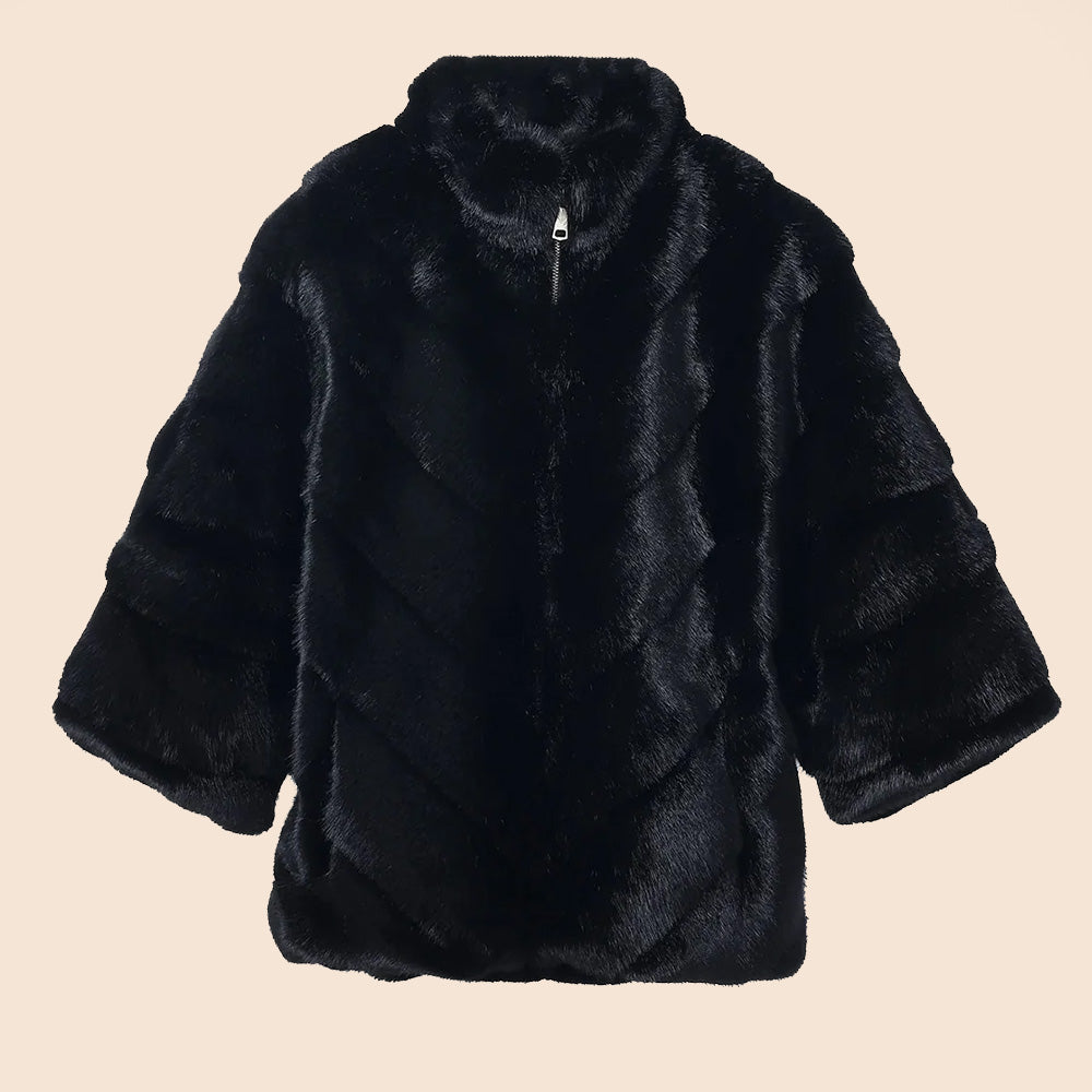 GIACCA CORTA IN ECOPELLICCIA CON MANICA A TRE QUARTI