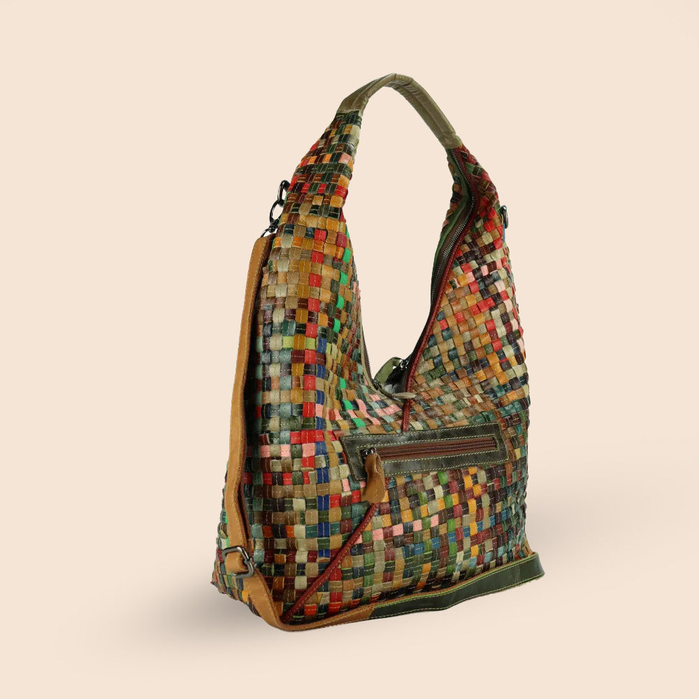 BORSA A SACCA CON TRACOLLA INTRECCIATA MULTICOLOR