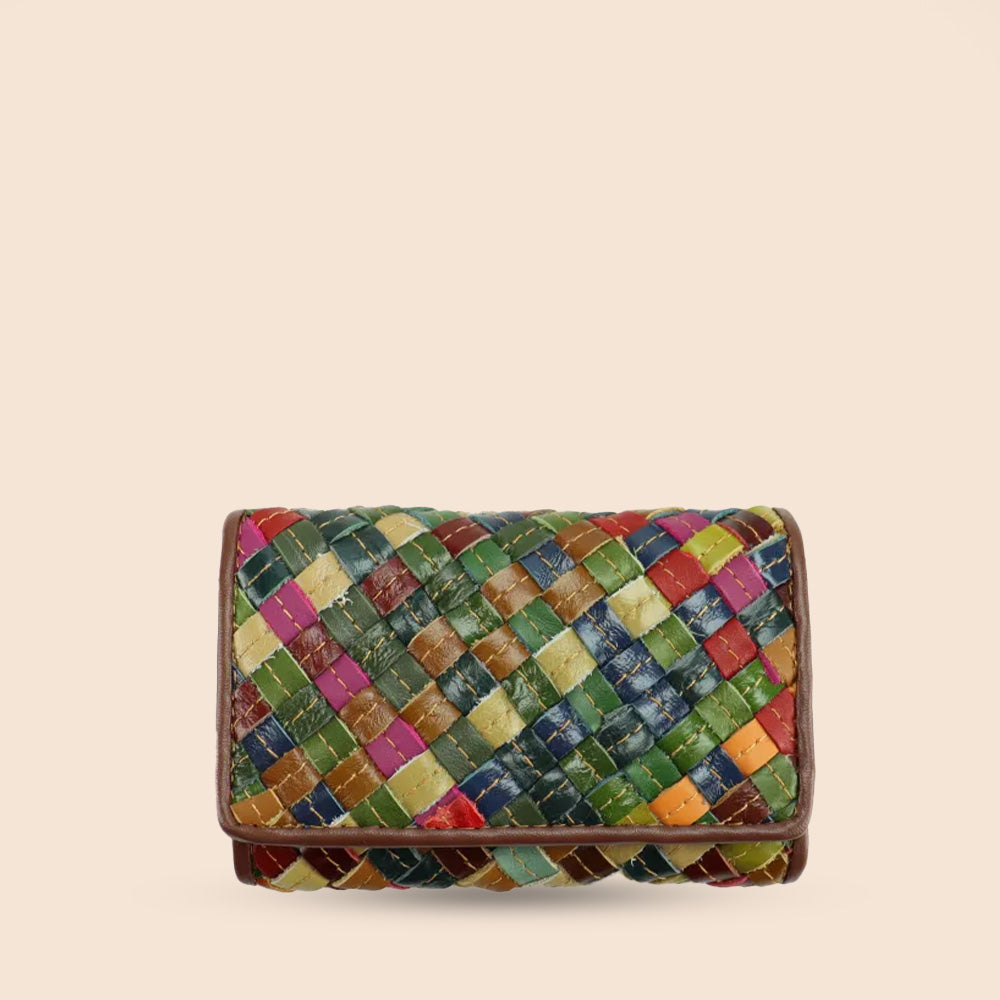 PORTAFOGLIO PICCOLO CON PATTINA INTRECCIATO MULTICOLORE