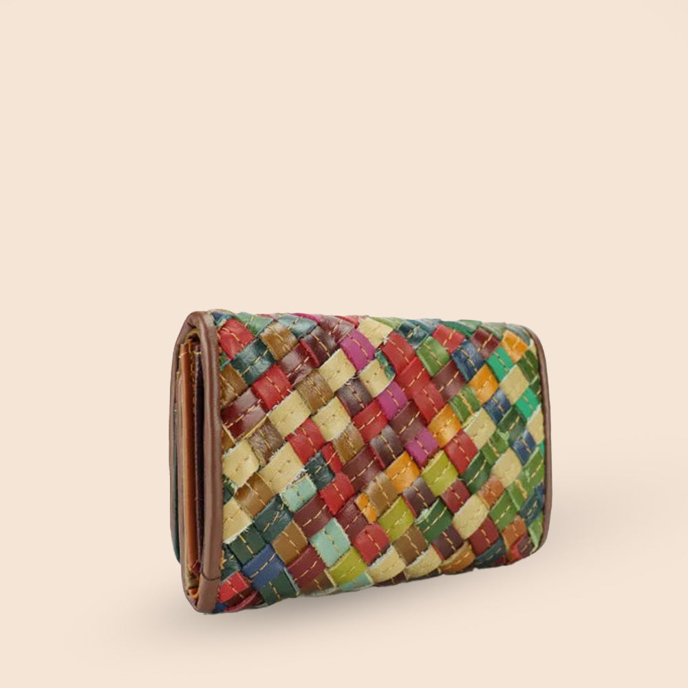 PORTAFOGLIO PICCOLO CON PATTINA INTRECCIATO MULTICOLORE