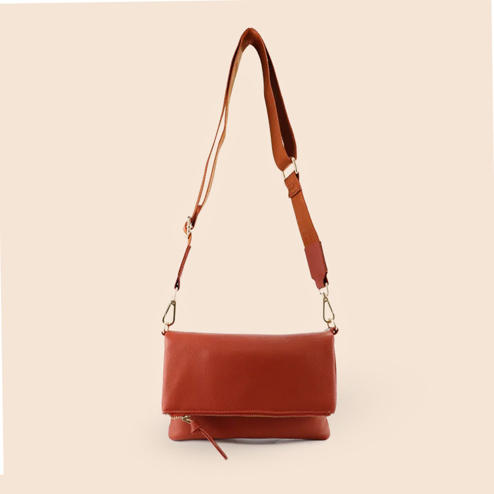 BORSA A TRACOLLA CON RISVOLTO A PATTINA E ZIP