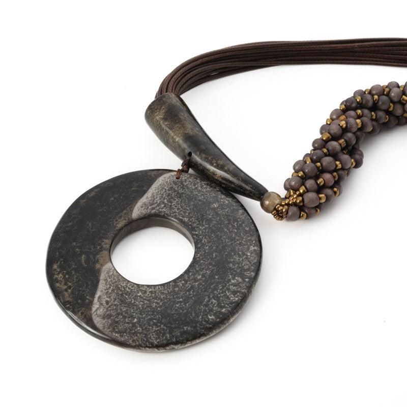 CHOKER NECKLACE BEADS STONE PENDANT