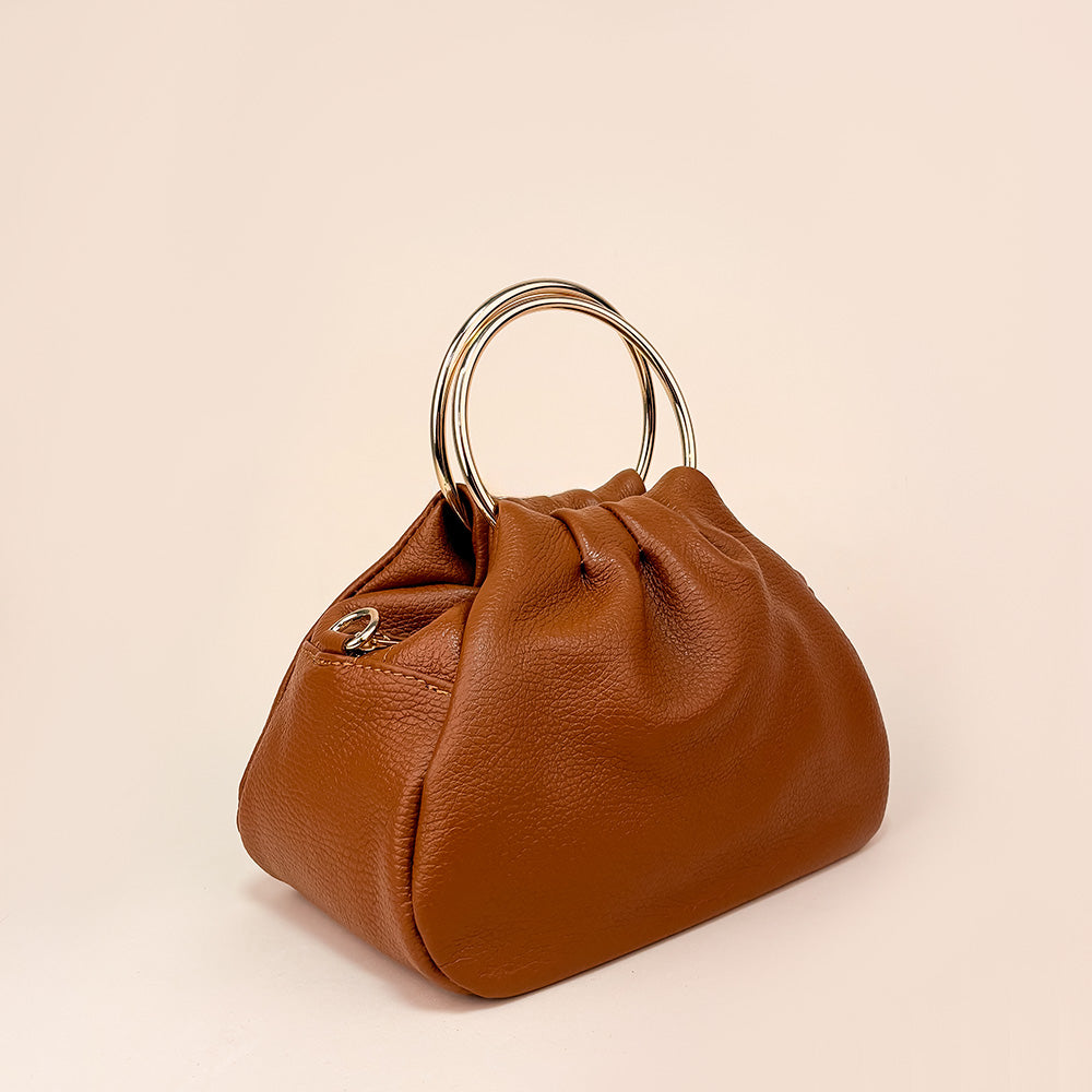 HANDBAG WITH ROUND METAL HANDLES