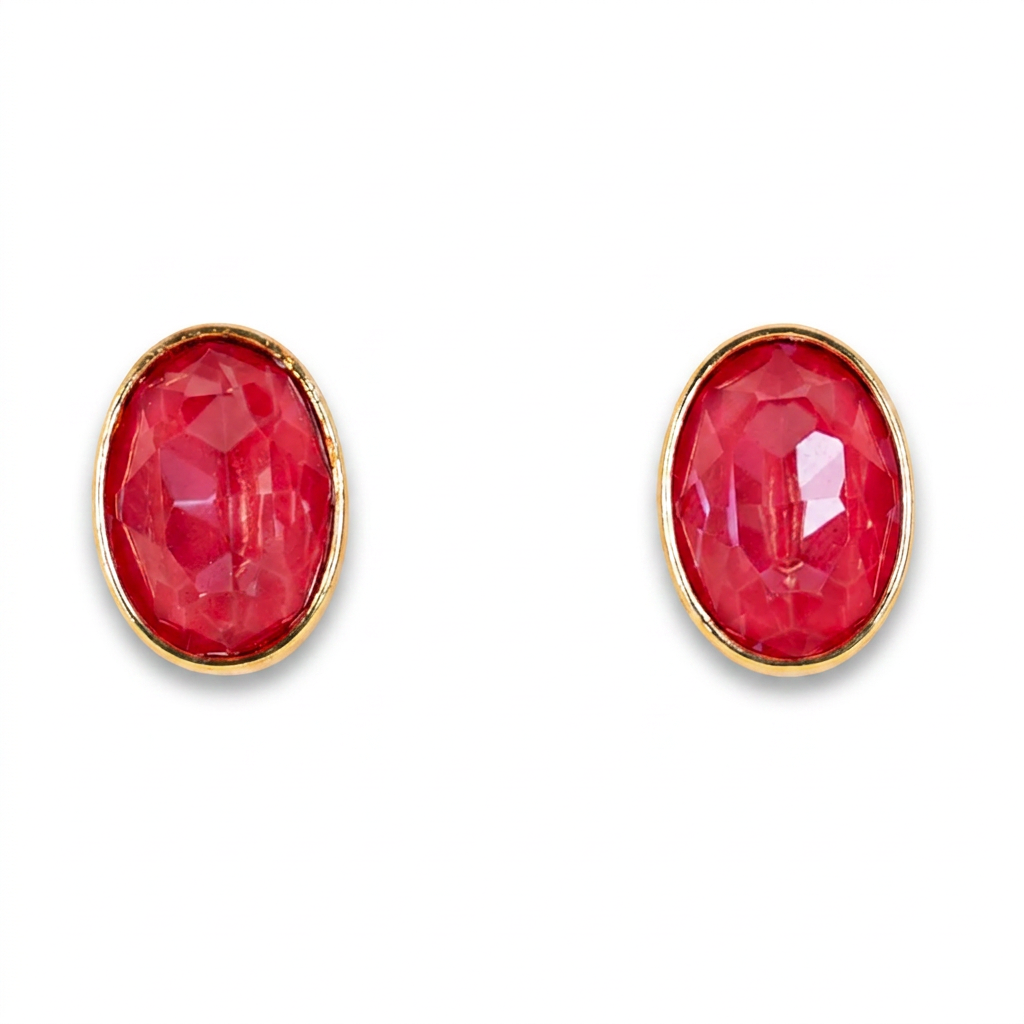 STUD EARRINGS WITH COLORED CRYSTALS OF DIFFERENT SHAPES