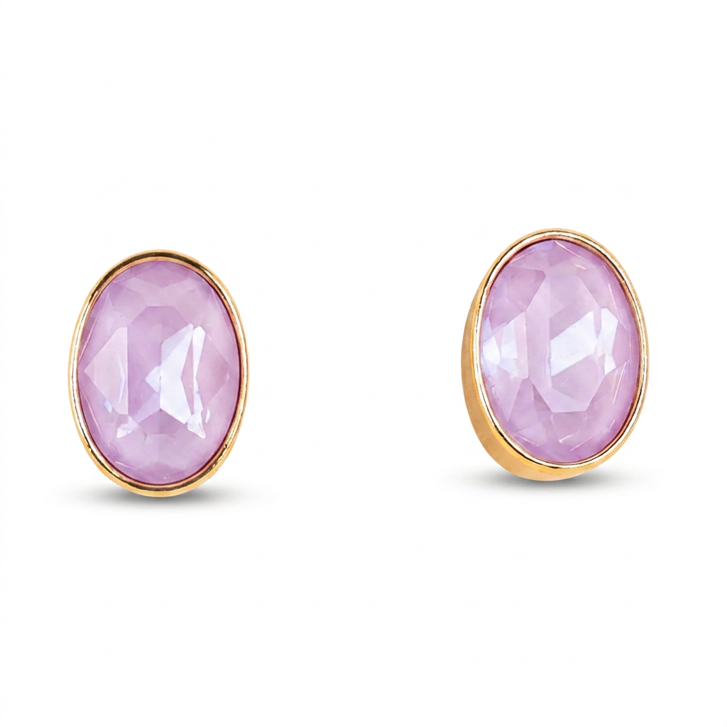 STUD EARRINGS WITH COLORED CRYSTALS OF DIFFERENT SHAPES