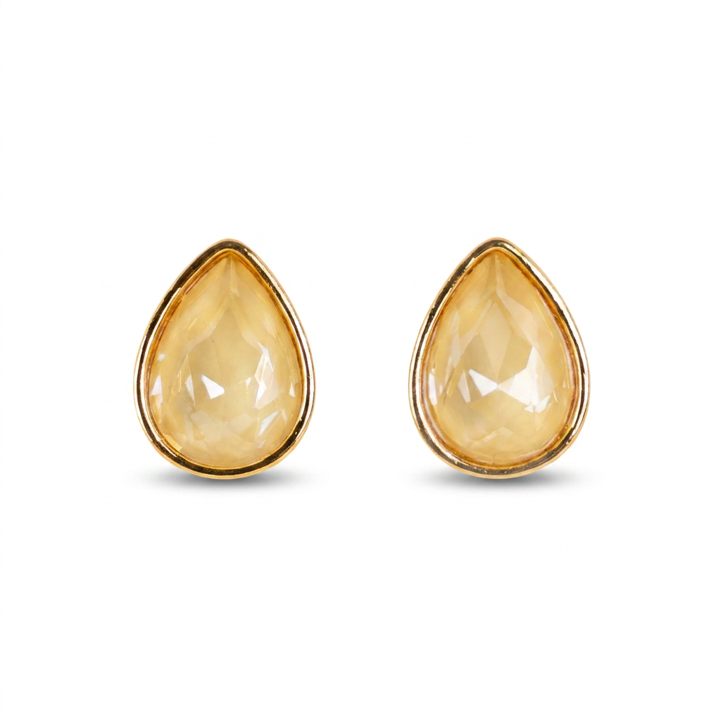 STUD EARRINGS WITH COLORED CRYSTALS OF DIFFERENT SHAPES
