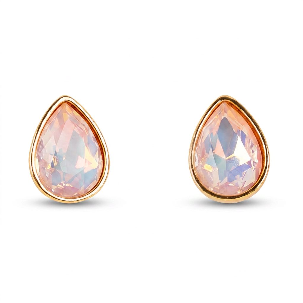 STUD EARRINGS WITH COLORED CRYSTALS OF DIFFERENT SHAPES