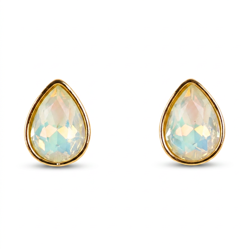 STUD EARRINGS WITH COLORED CRYSTALS OF DIFFERENT SHAPES