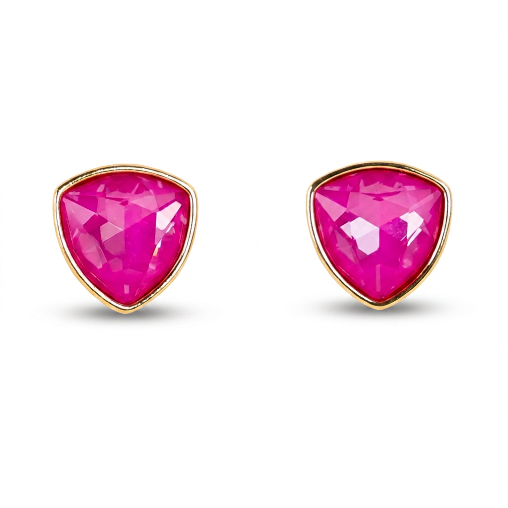 STUD EARRINGS WITH COLORED CRYSTALS OF DIFFERENT SHAPES