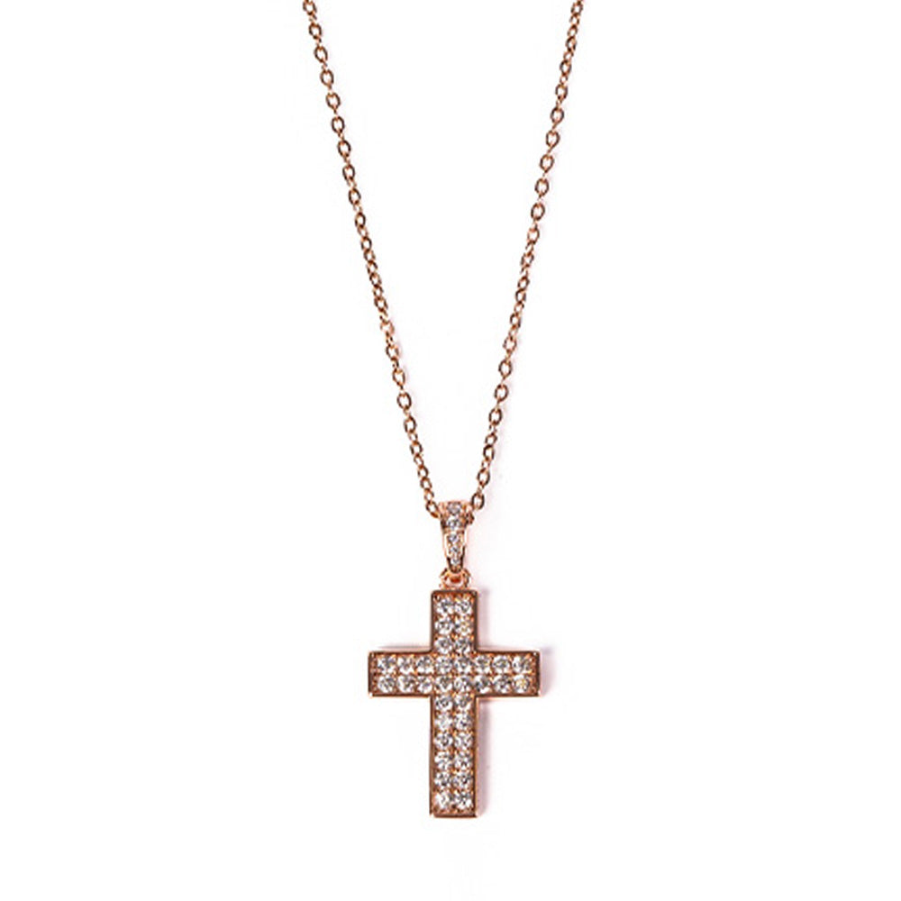 COLLANA GIROCOLLO CON CROCE CON STRASS PENDENTE