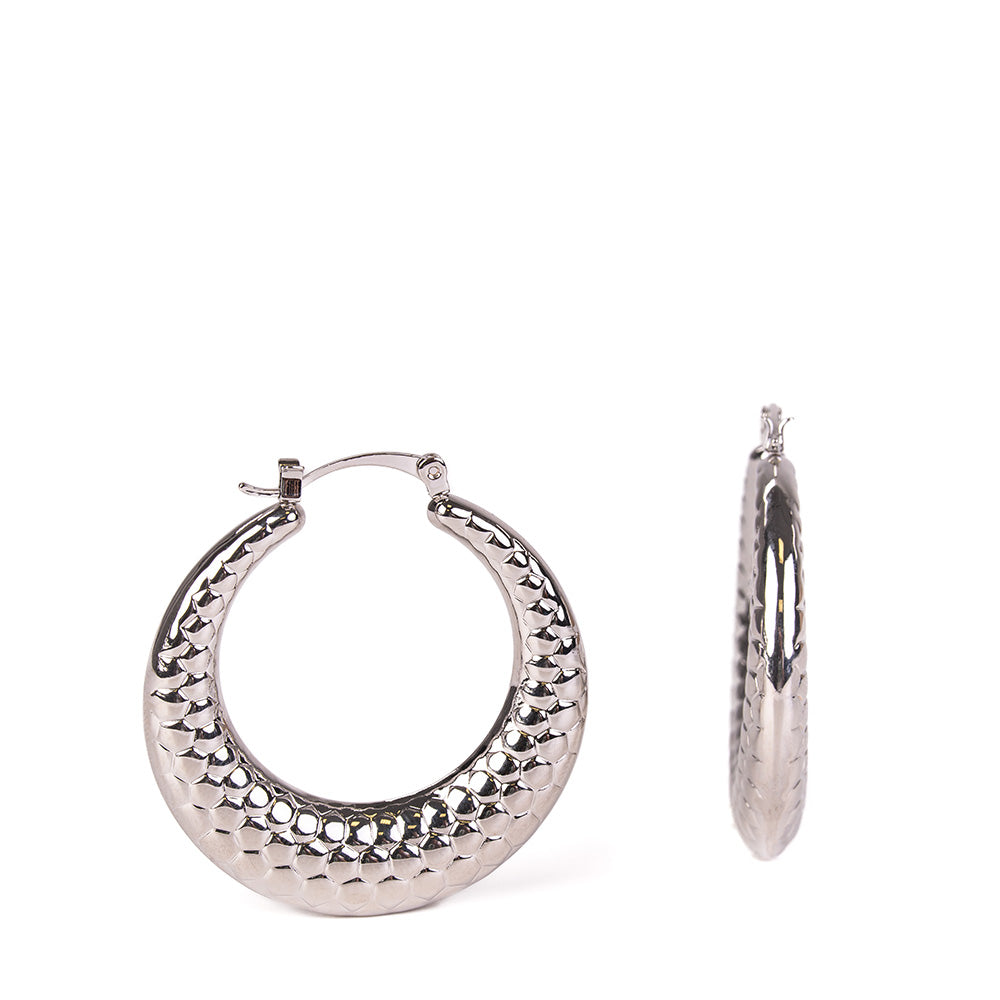 ORECCHINI PENDENTI A CERCHIO RIGATI GRANDI