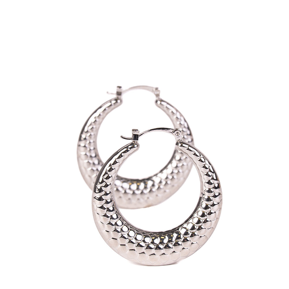 ORECCHINI PENDENTI A CERCHIO RIGATI GRANDI