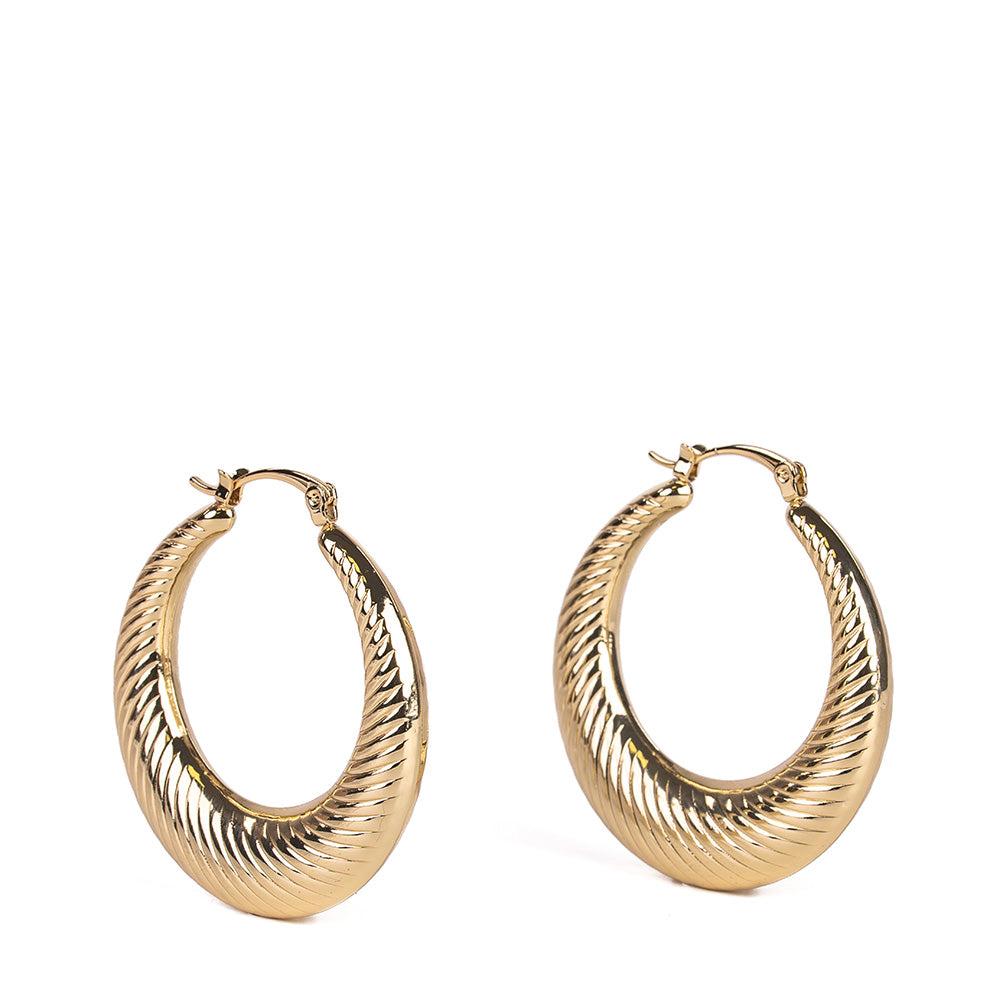 ORECCHINI PENDENTI A CERCHIO RIGATI GRANDI