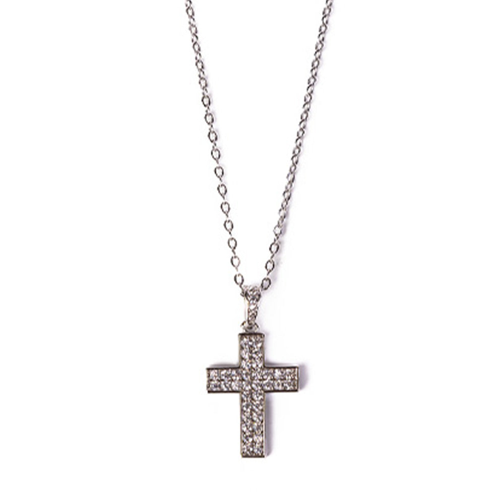 COLLANA GIROCOLLO CON CROCE CON STRASS PENDENTE