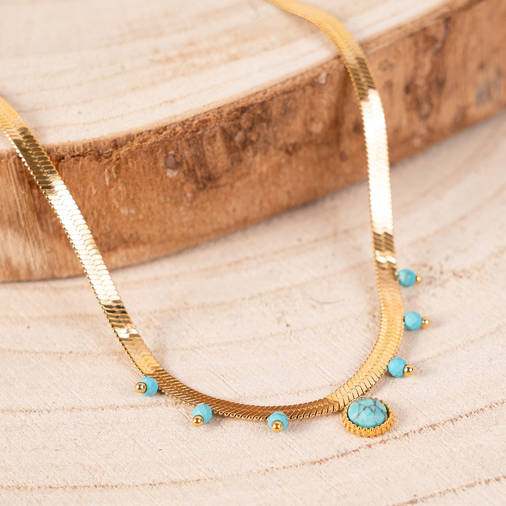 COLLANA GIROCOLLO SNAKE CON PERLINE PENDENTI