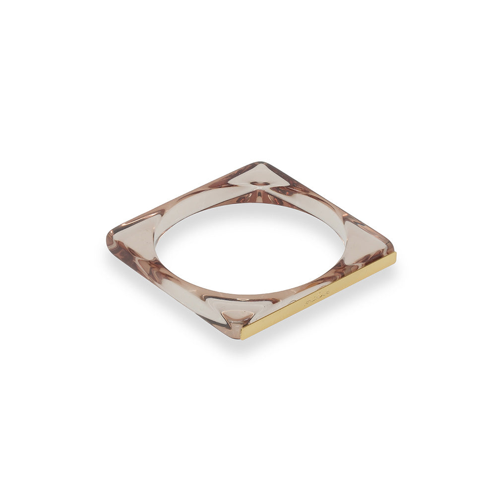 BRACCIALE RIGIDO QUADRATO TRASPARENTE CON PARTICOLARE IN OTTONE