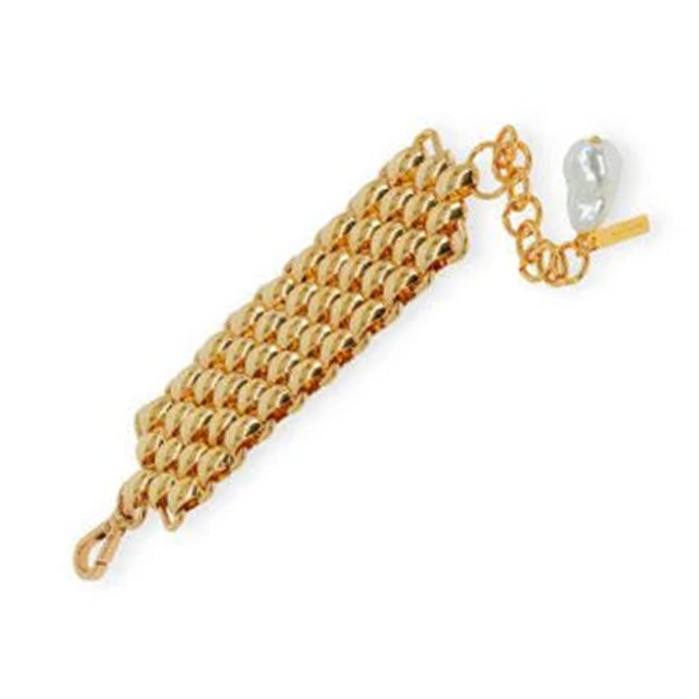 BRACCIALE A MAGLIA INTRECCIATA CON PERLA PENDENTE