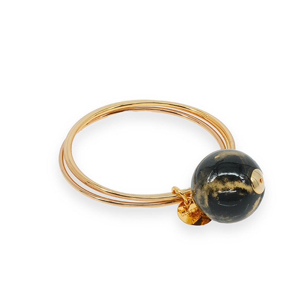 RIGID BRACELET WITH LARGE MARBLED SPHERE