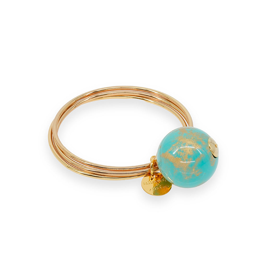 RIGID BRACELET WITH LARGE MARBLED SPHERE