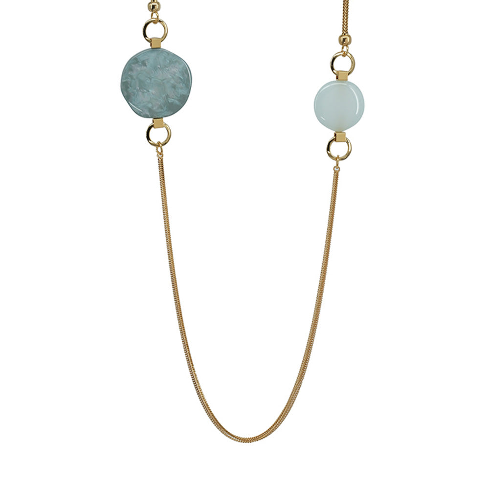 COLLANA LUNGA CON PARTICOLARI CIRCOLARI E DIVERSI MODELLI DI MAGLIA