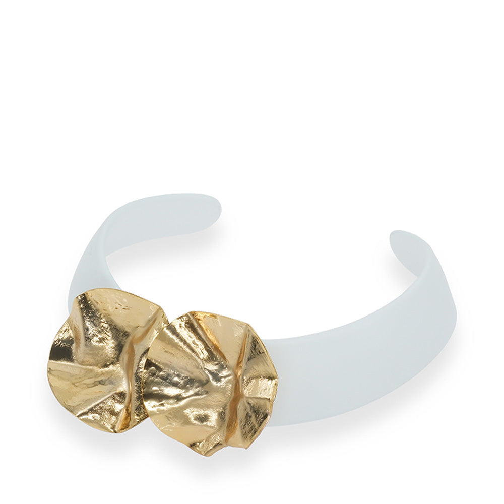 RIGID CHOKER NECKLACE WITH HAMMERED CIRCULAR DETAILS