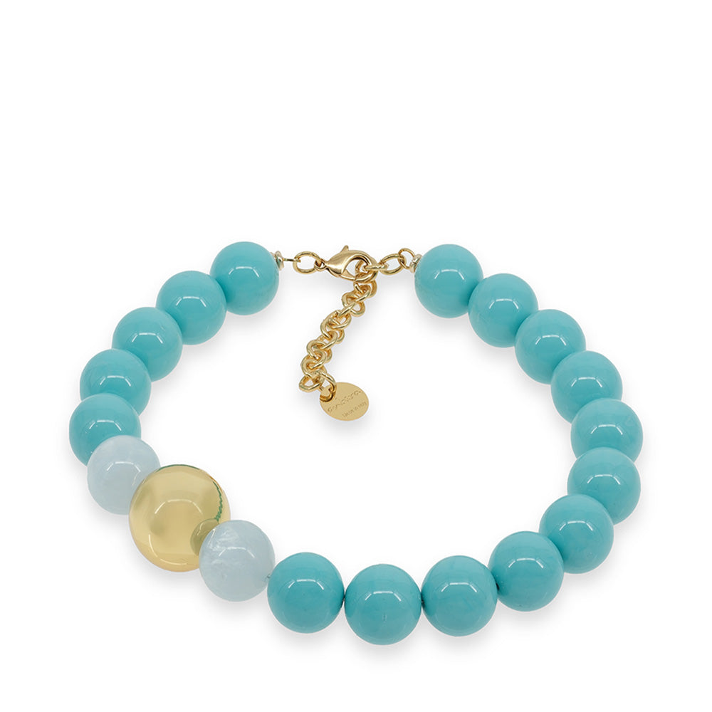 COLOURED SPHERES AND LARGE GOLD SPHERE CHOKER NECKLACE
