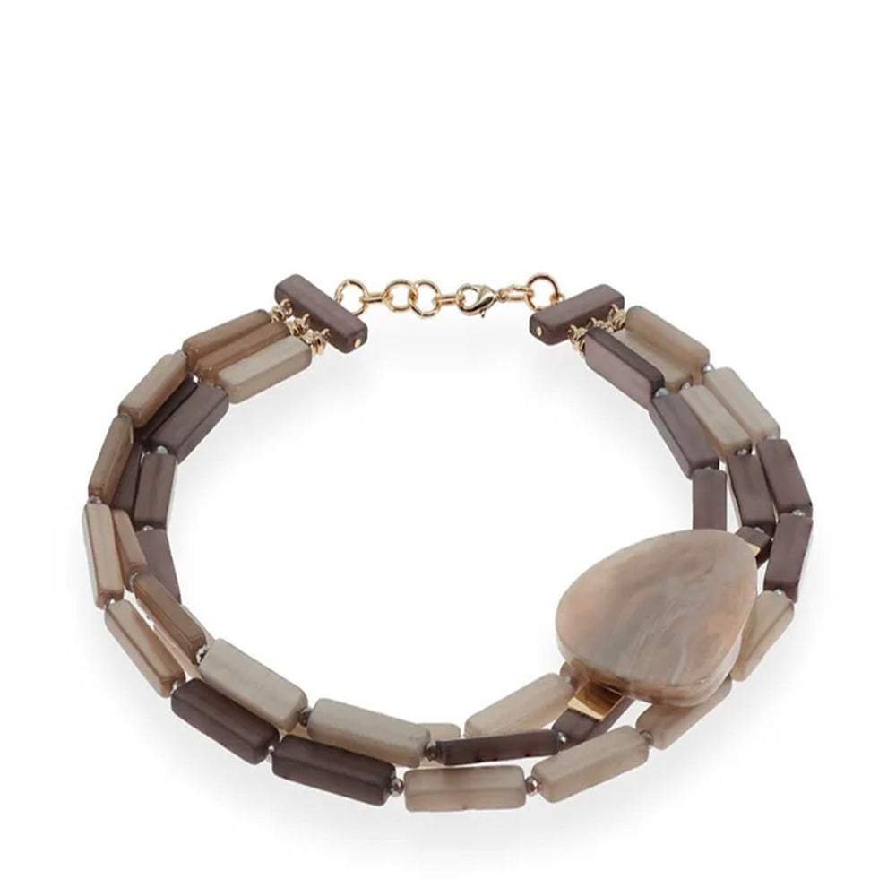 COLLANA CORTA A TRE FILI DI MODULI IN RESINA SFUMATI